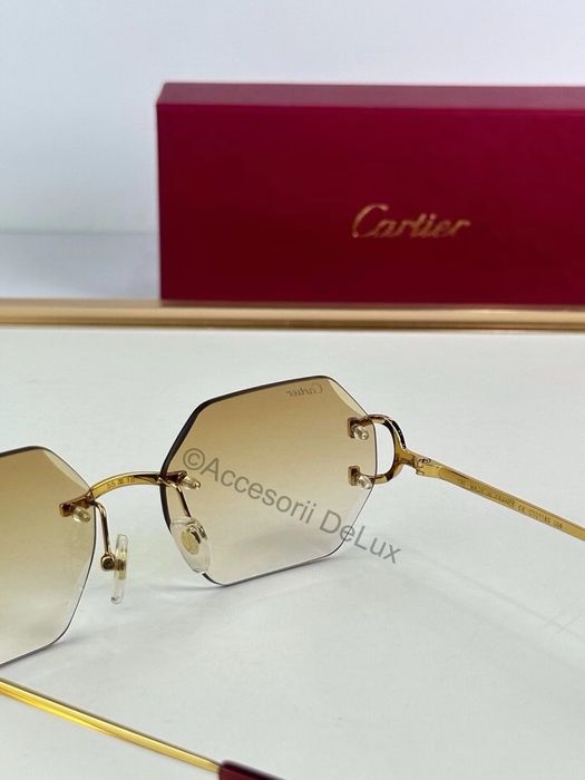 Ochelari de Soare Cartier Premiere  CT0118S Noi Full Box  Gold
