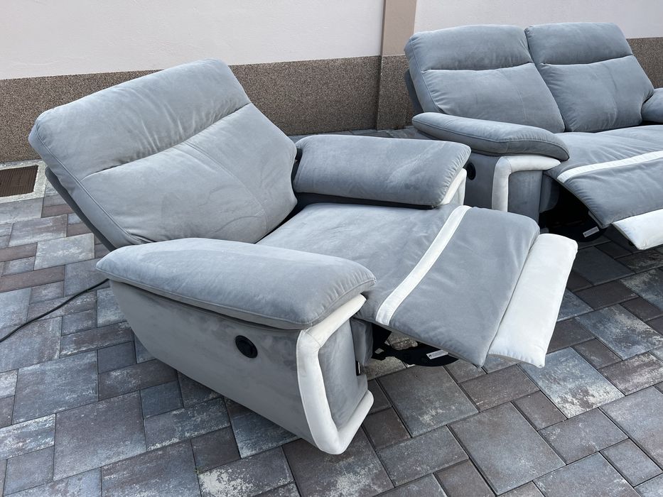 Set Canapea ~ Canapele 2 - 1 - 1 Catifea cu Recliner electric NOU