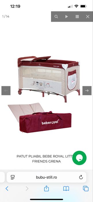 Patut pliabil baby Royal, cu saltea