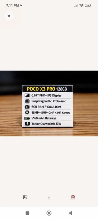 Poco x 3 pro sotuvda