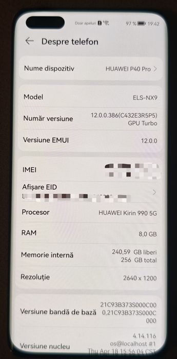Huawei P40 Pro 256 GB, 5G, impecabil, cu folie Alien Surface full body