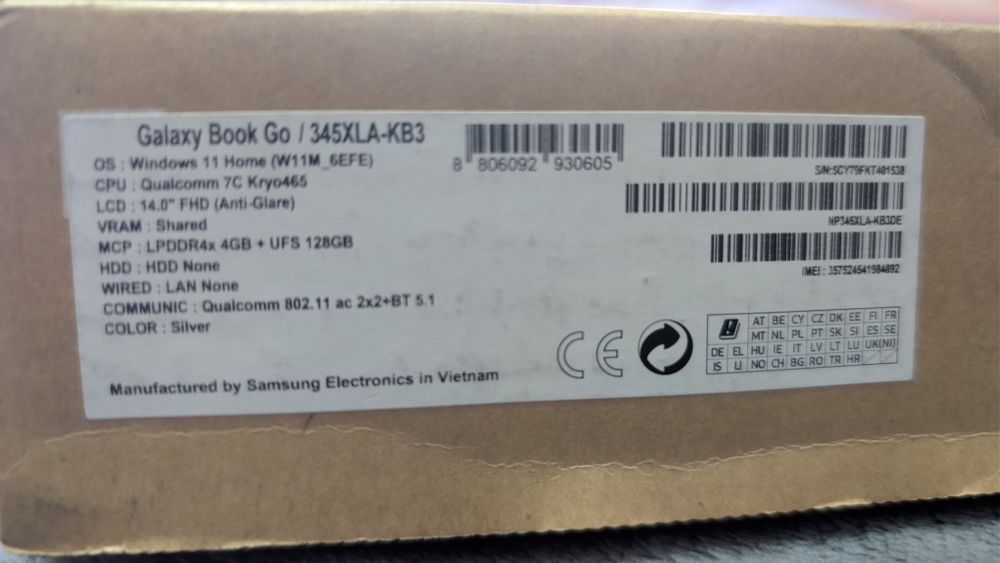 Laptop Samsung Galaxy book Go
