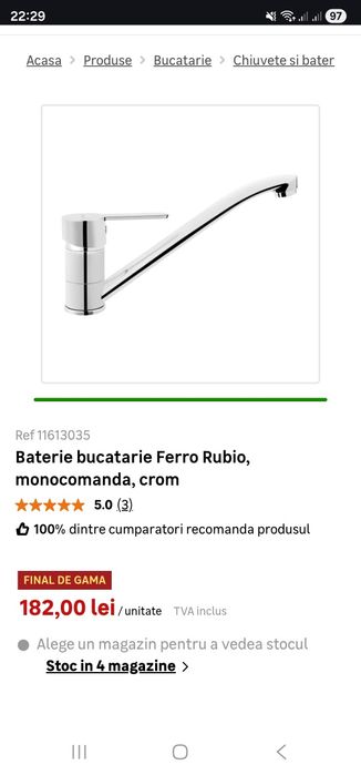 Baterie Ferro bucătărie nou