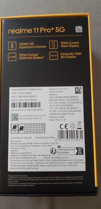 Смартфон. Realme 11 Pro +5G чисто нов  12GB Ram 512GB
