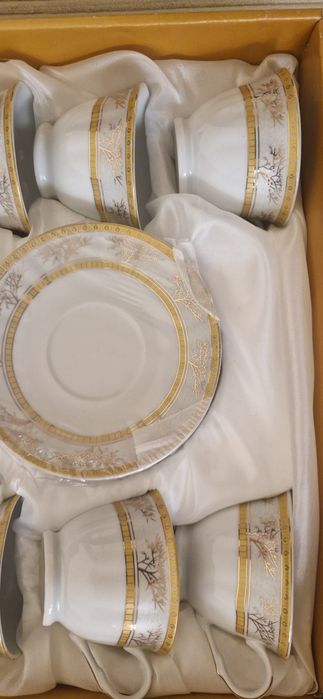 Set cafea Yamasen Golden Collection Japan, portelan aurit 24K