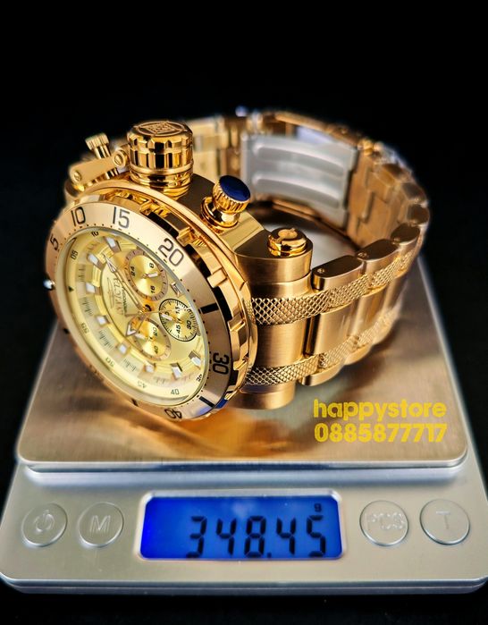 INVICTA Chronograph Full Metal Gold 52mm, Инвикта нов часовник