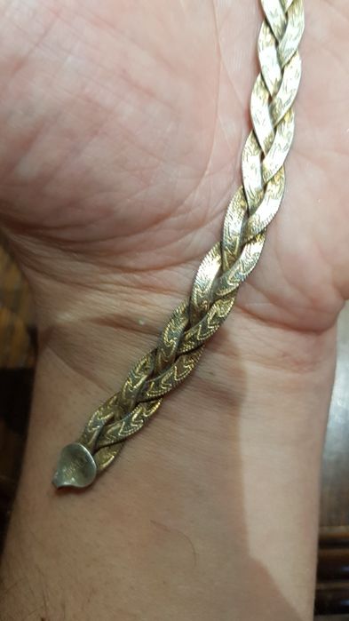 C Superbă bratara argint 925 Italy aurita,model impletit deosebit