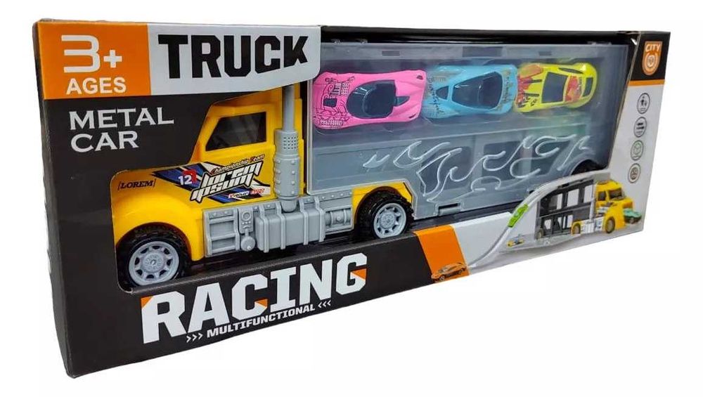 Vand Camion transportator cu 3 masinute metalice si rampa de lansare