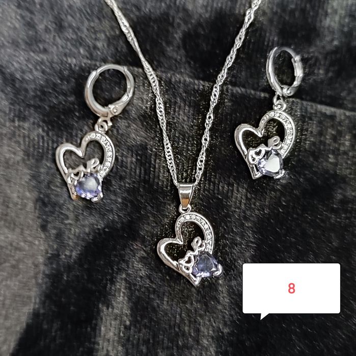 Сребърно бижу комплект. Печат 925. Камък Цирконий