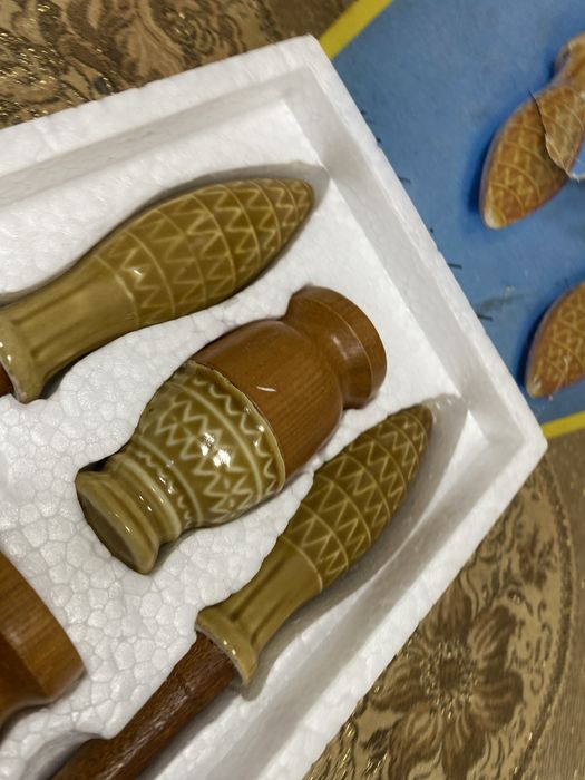 Салатен комплект дърво и керамика Salad Set 1970 Германия