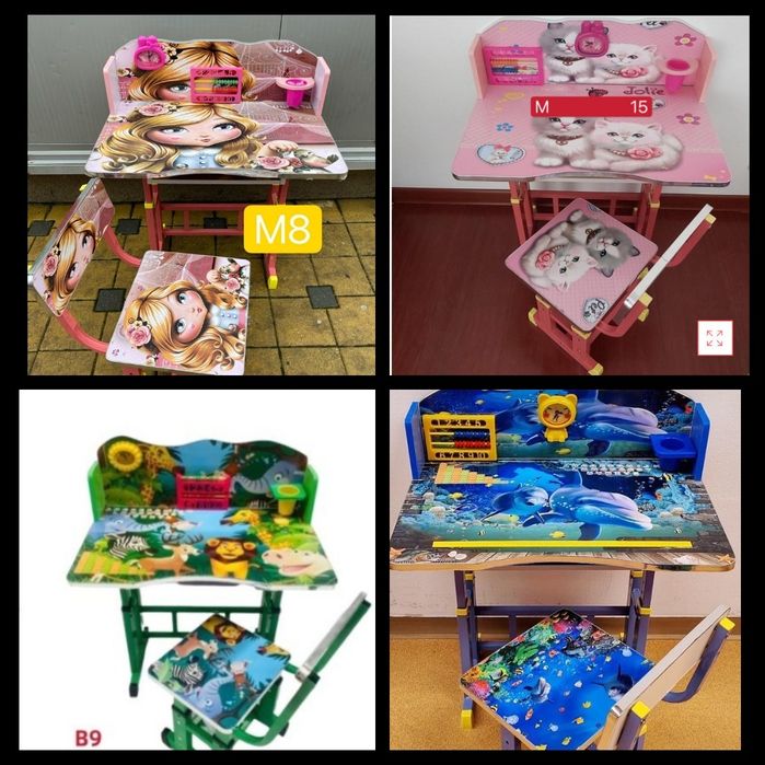 Birou copii pentru fete si baieti reglabile pe inaltimea copilului