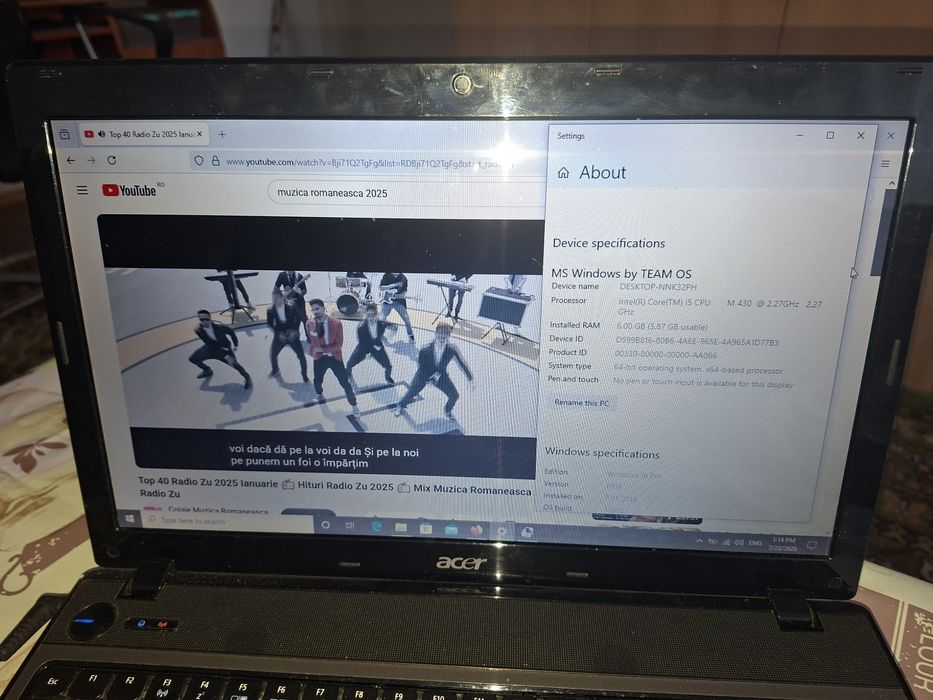 Acer Aspire 5741g, Intel i5, Windows 10 Pro  + Office, 500 gb, 6 gb ram