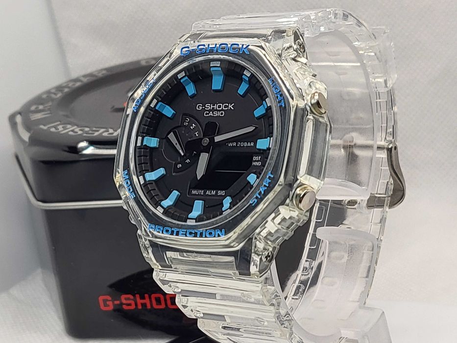 Ceas Sport Casio g shock ga 2100 Casioak terra Skeleton tiffany  blue , Nou,Garantie 2 ani