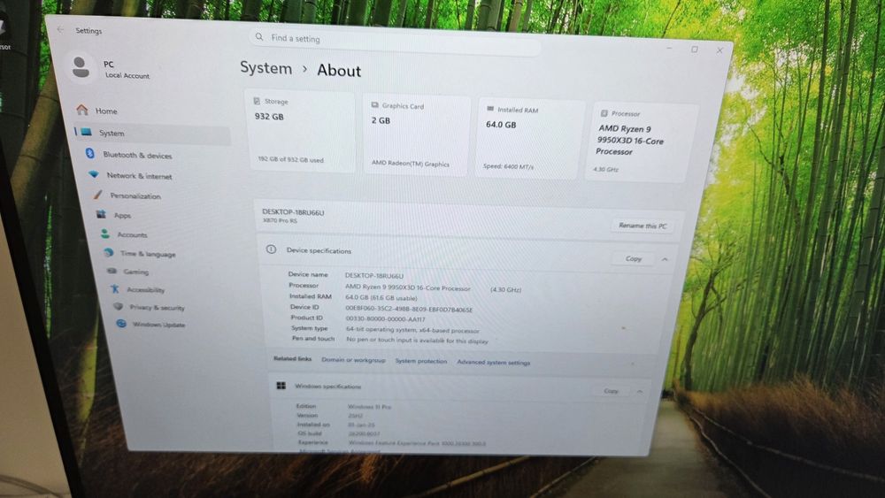 PC desktop Ryzen 9 9950x3d, 64gb ram ddr5 6400, 1tb samsung 990