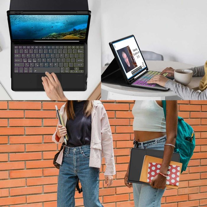 ROOFEI за iPad Pro 13-inch (M4)2024 Калъф с клавиатура,3 зони, 7 цвята