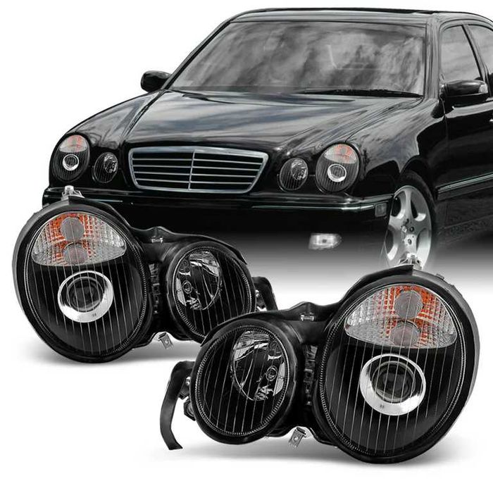 Фарове кристални ЧЕРНИ за Mercedes E-class W210 1999 г > 2001 г.