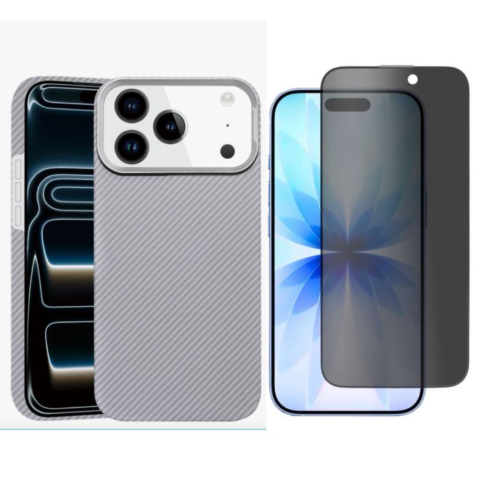 Iphone 17 PRO 17 PRO MAX Husa Super Slim Carbon Aramida + Folie Sticla Shock Safe