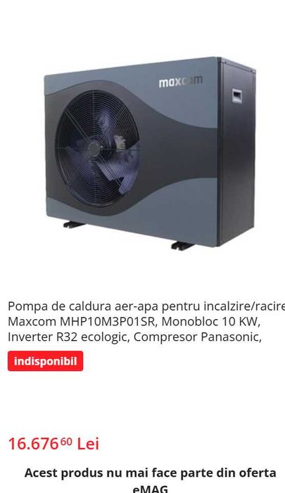 Pompa de caldura aer-apa Maxcom NOUA OFERTA SPECIALA !