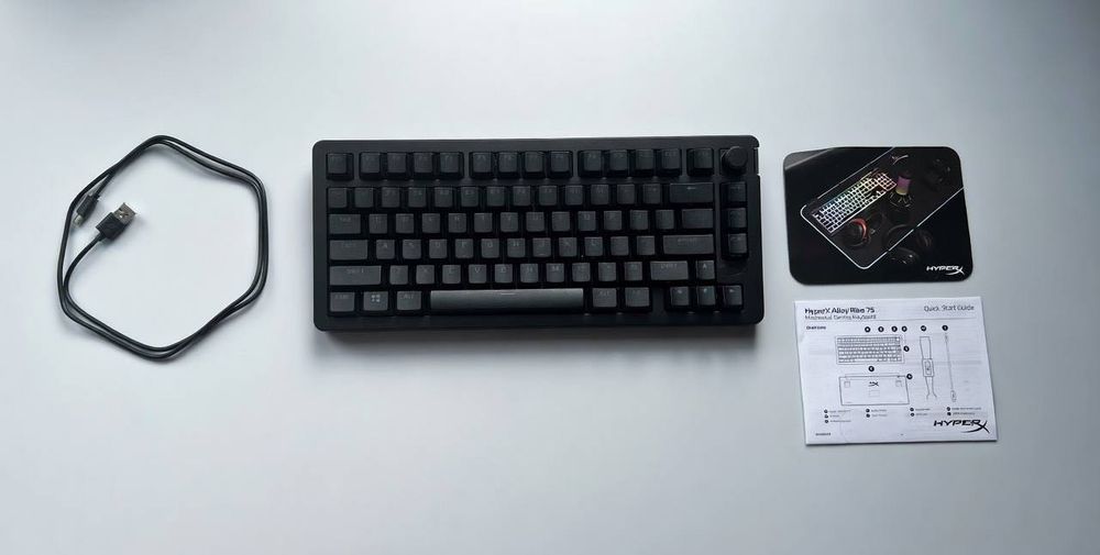 Клавиатура Gaming HyperX Alloy Rise 75, Механична, Switch HX + ПОДАРЪК геймърска подложка за мишка White Shark