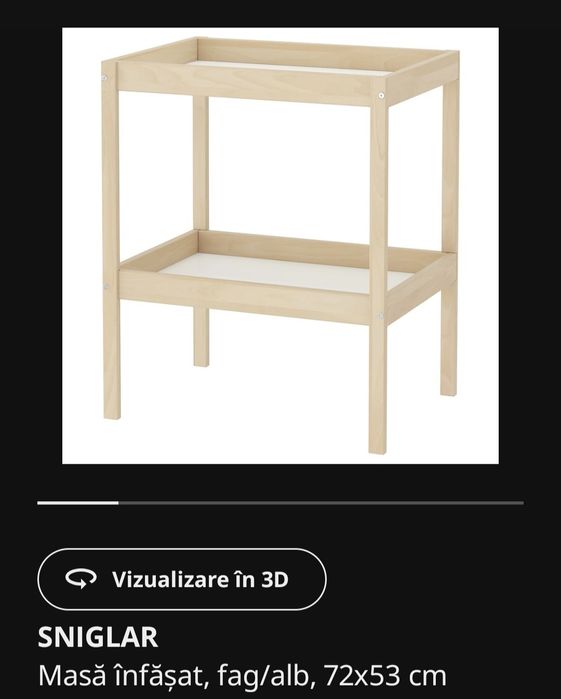 Masă de înfășat IKEA cu accesorii și saltea