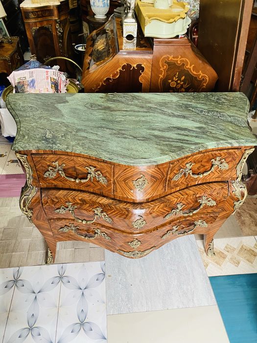 Comoda Vintage Lemn Masiv Marmura Bronz Antic