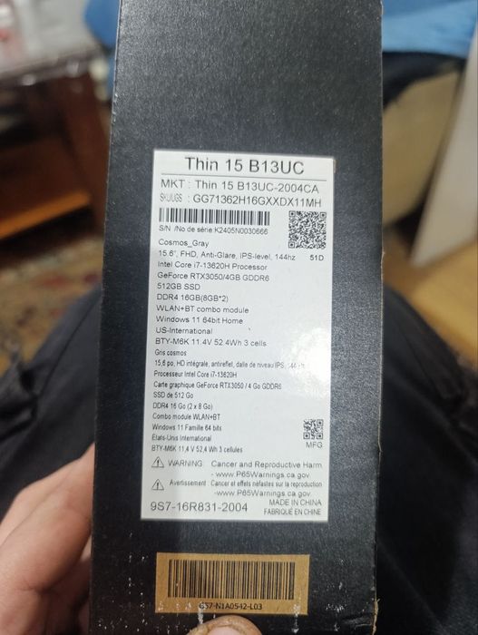 Игровой ноутбук MSI RTX3050/i7.13