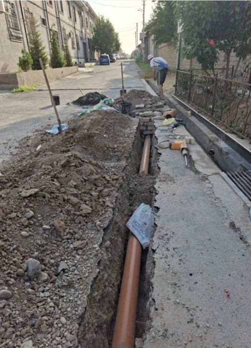 Сантихника Канализация установка Транша Ура Падивол Яма казиш ишлари