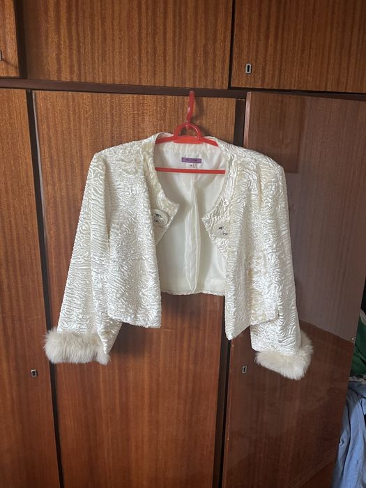 Жакет кроп искуственный мех