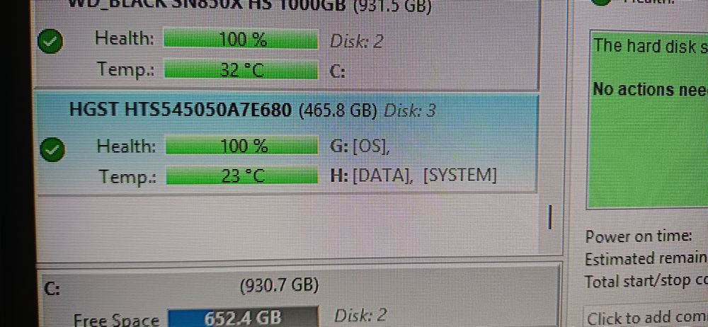 HDD laptop HGST 500GB - 100% health