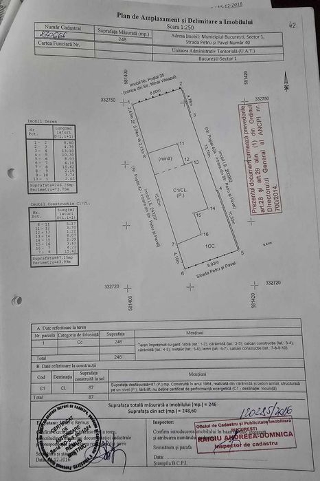 De vanzare teren 246 mp cu casă batraneasca