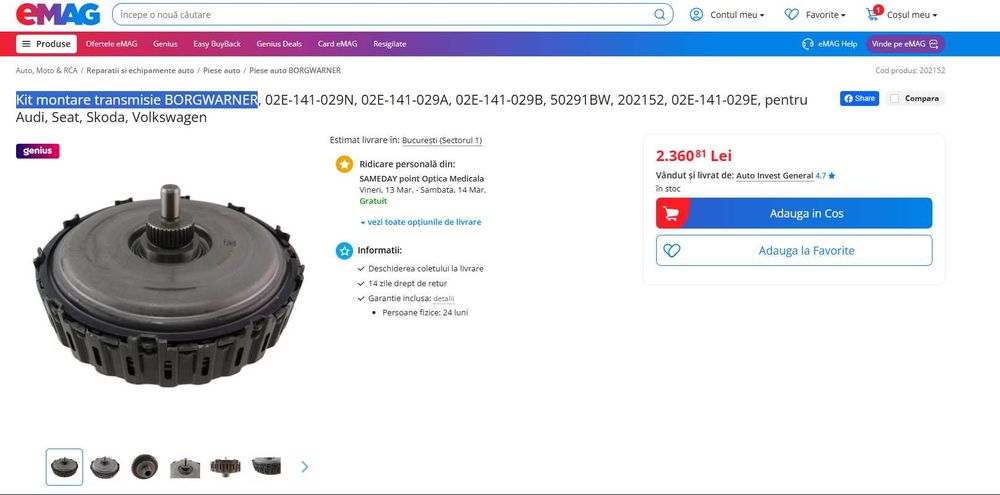 SET Kit ambreiaj  passat  B6 DSG  – NOU, cu garanție