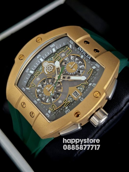 INVICTA Racing Strada Gold/Green 47 mm, Инвикта нов ръчен часовник