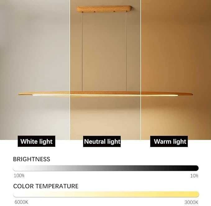 ЛЕД LED полилей Дървена димируема трапезна Таванна лампа  Дистанционно