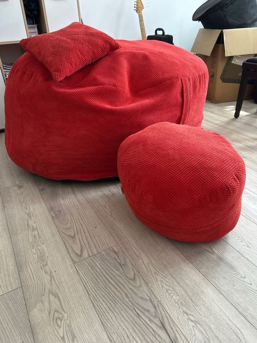 Set Complet Puf Relax King Size XL + Otoman (Taburet) + Pernă