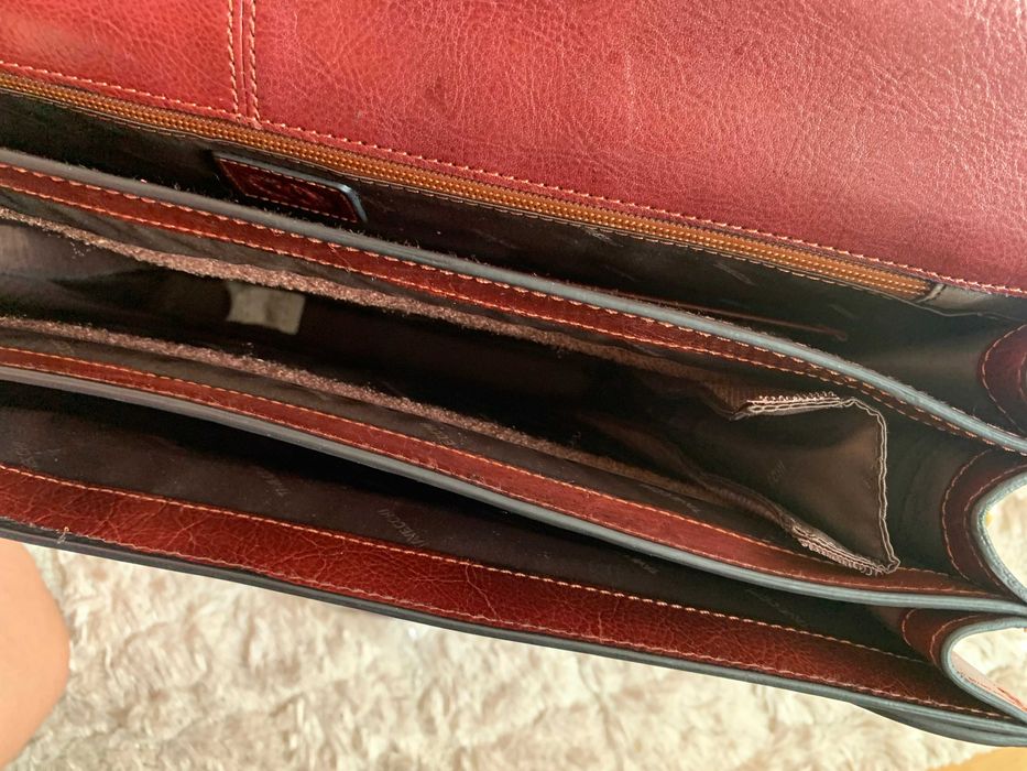 Servieta/geanta piele naturala lux maro TAVECCHI original NOU 50/31/11