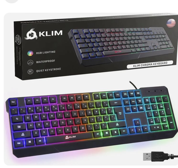 KLIM Chroma Gaming Keyboard, Wired USB, Silent, RGB