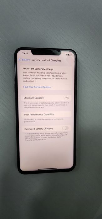 iphone XS Max LL/A 256GB Black Bat 77% Aybi Face yoq