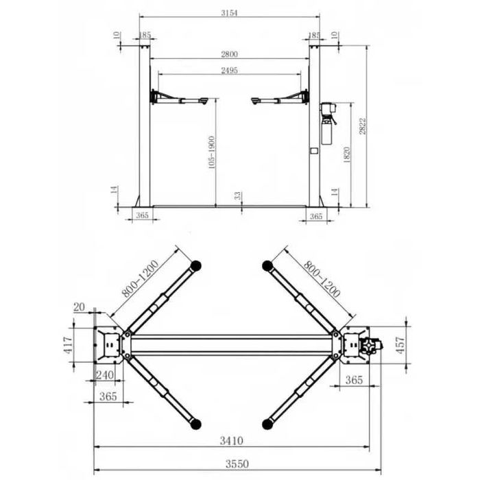 Elevator cu 2 coloane de 4 tone ECOBLU 220V, EB8148-220V