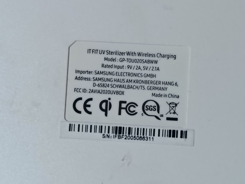 Sterilizator UV Samsung cu Încărcare Wireless Qi (ITFIT)