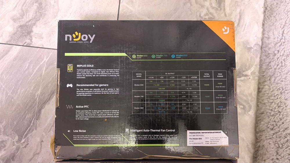 Sursă PC nJoy Woden 850W 80+ Gold – Full Modulară