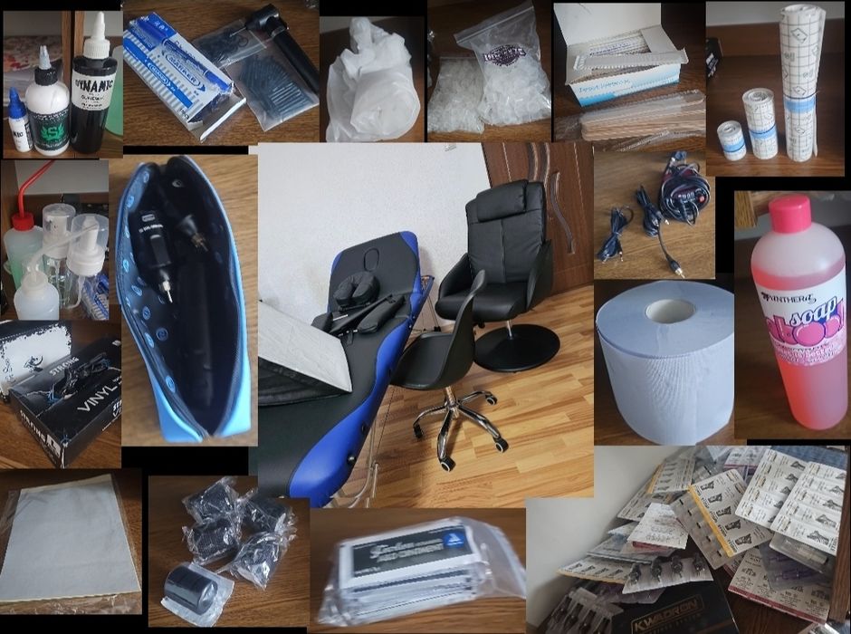 Kit complet profesional pentru tatuat + mobilier special – ideal pentru începători