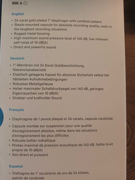 Професионален студиен микрофон Sennheiser MK 4 + Shock Mount MKS 4