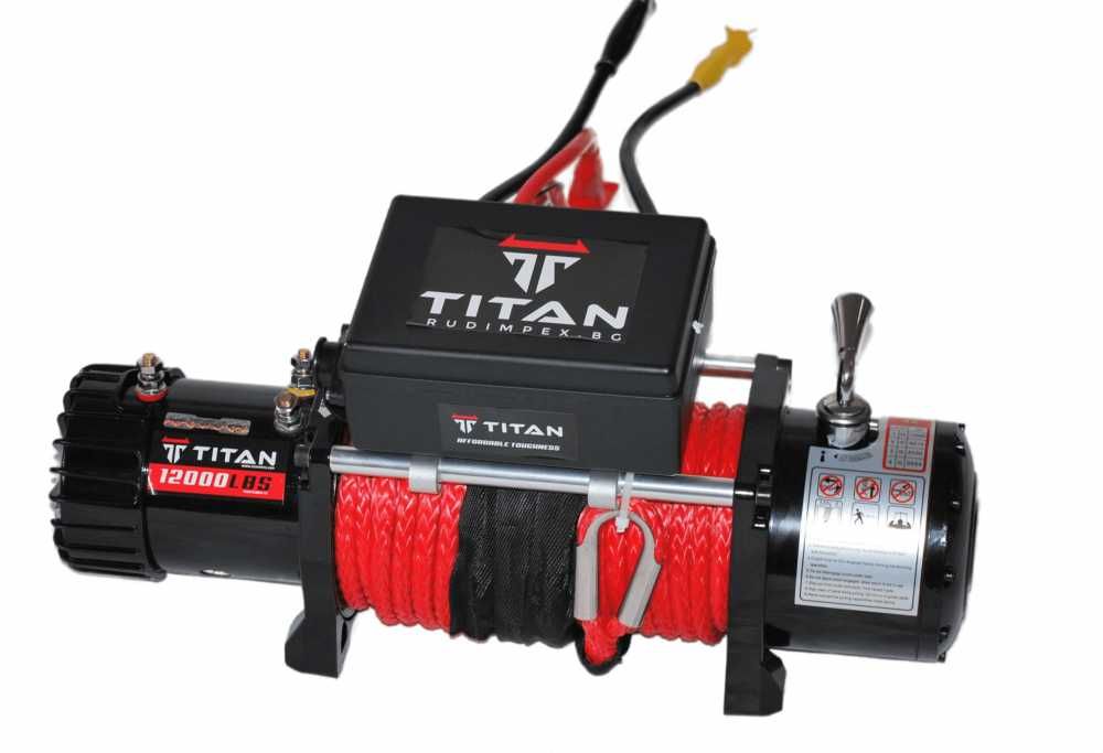 Лебедка 12000 либри, 12V, със синтетично въже, електрическа, Titan