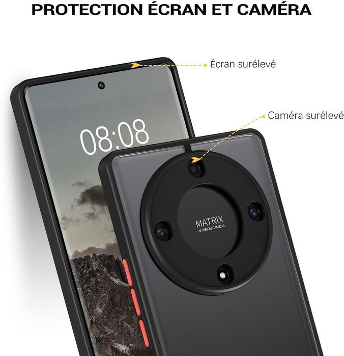 Цветен кейс rock за honor magic8 lite - черен с червени бутони