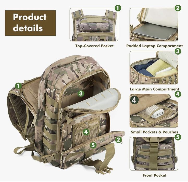 Тактическа раница водоустойчива Tactical Military военна туристическа