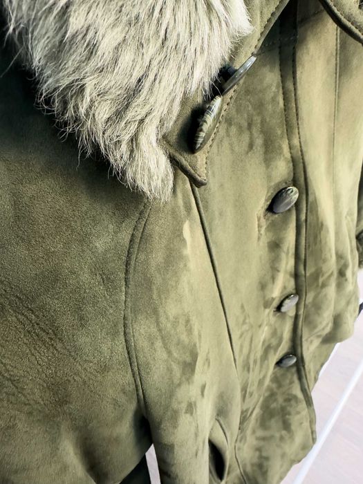 Palton de blana naturala, verde / DAMA / marime 42