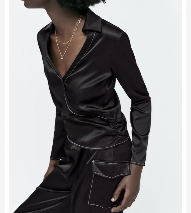 Bluza neagra Satin Zara M. Noua cu eticheta