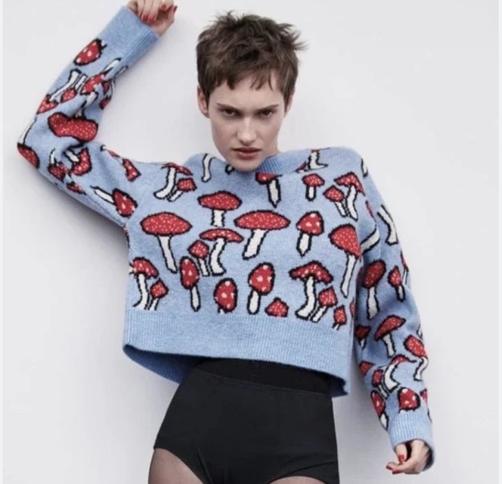 Zara зара пуловер с гъби