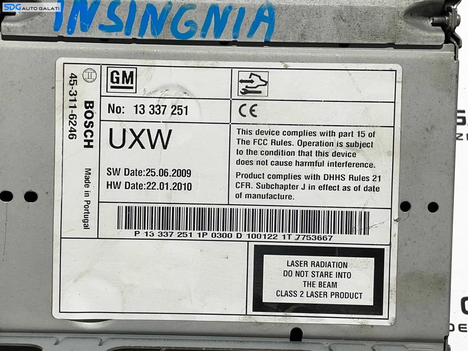 Radio CD Player cu Navigatie GPS Opel Astra J 2009 - 2016 Cod 13337251 7612034311 [L2718]