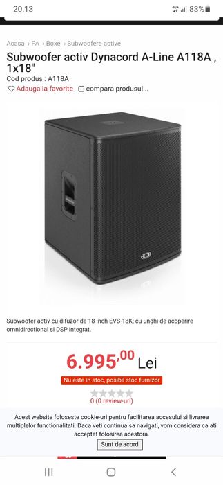 Vând 2 Bași Activi Dynacord A- line A118A